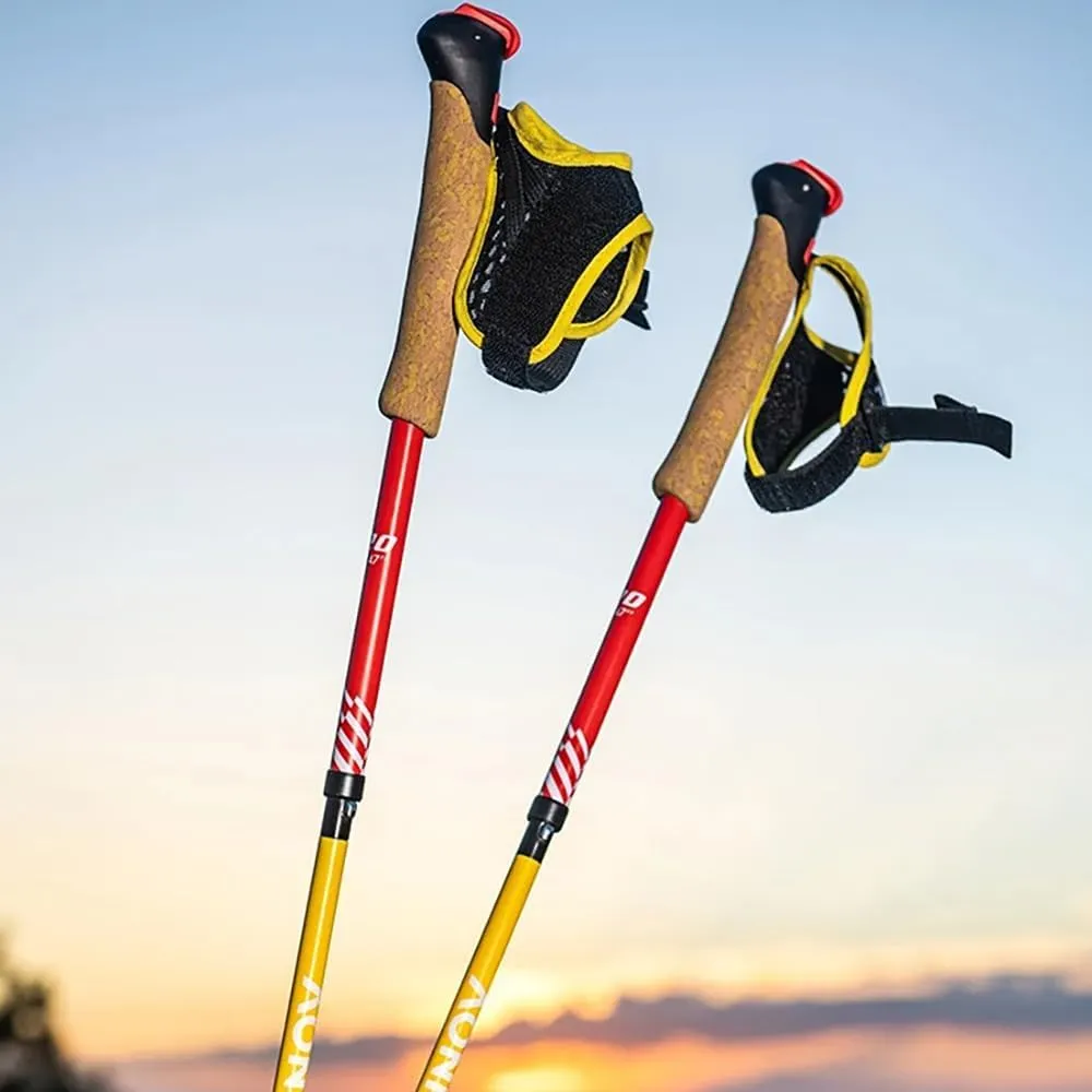 AONIJIE Lightweight 2 pcs Folding Carbon Fiber Trekking Poles with Quick Lock System - Ideal for Hiking, Camping, and Adventures