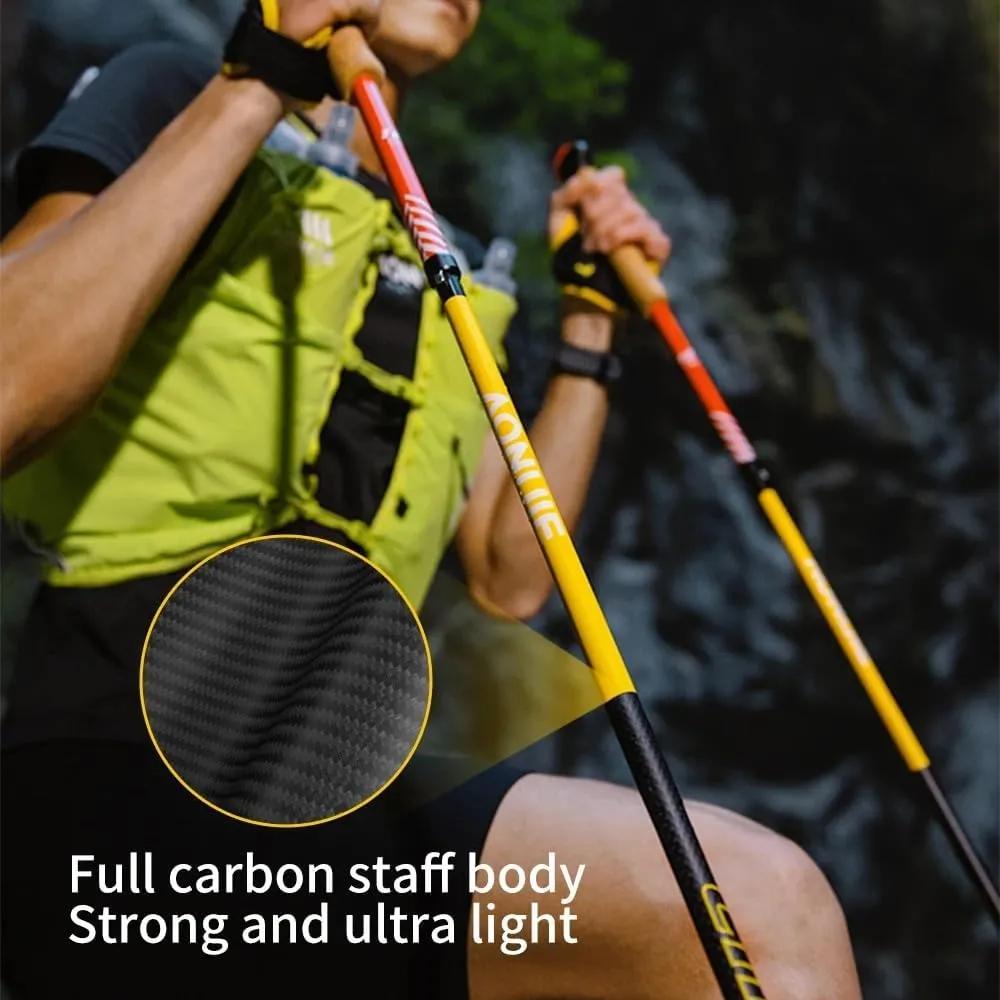 AONIJIE Lightweight 2 pcs Folding Carbon Fiber Trekking Poles with Quick Lock System - Ideal for Hiking, Camping, and Adventures
