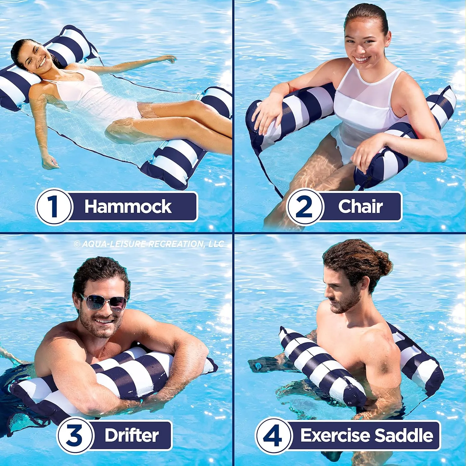 Aqua Original 4-in-1 Monterey Hammock Pool Float & Water Hammock – Multi-Purpose, Inflatable Pool Floats for Adults – Patented Thick, Non-Stick PVC Material