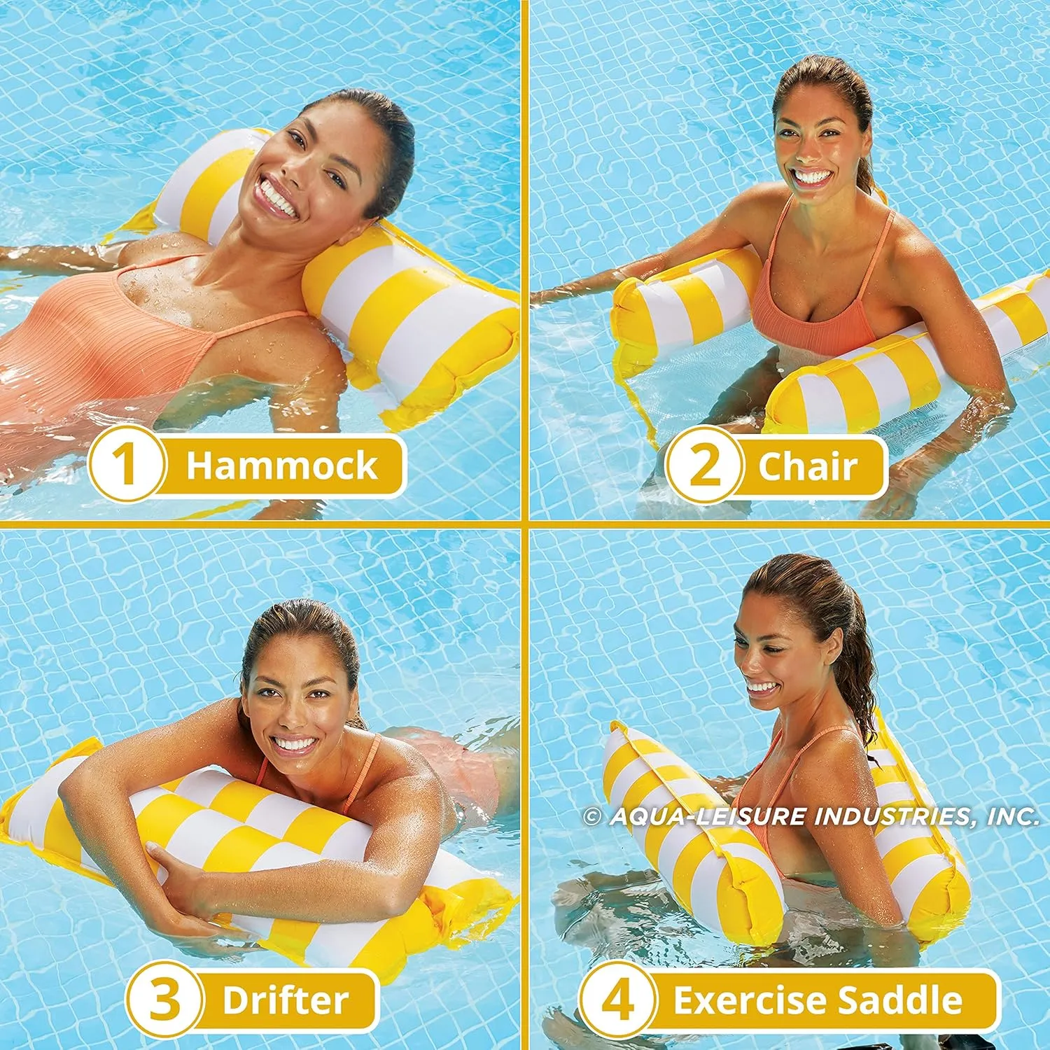 Aqua Original 4-in-1 Monterey Hammock Pool Float & Water Hammock – Multi-Purpose, Inflatable Pool Floats for Adults – Patented Thick, Non-Stick PVC Material