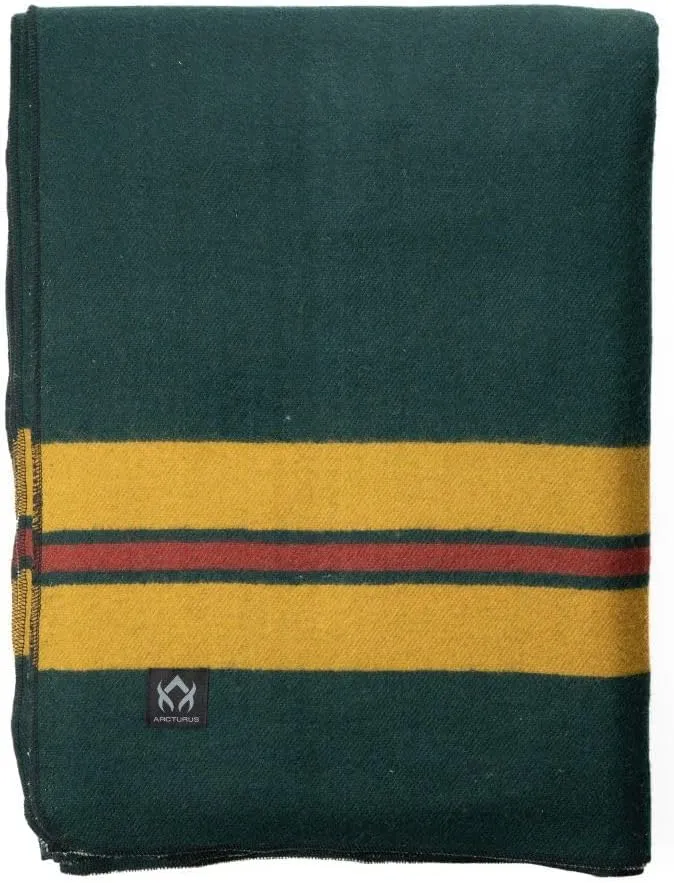 Arcturus Patterned Wool Blankets - 4.5lbs Warm, Heavy, Washable, Large | Great for Camping, Outdoors, Sporting Events, or Survival & Emergency Kits