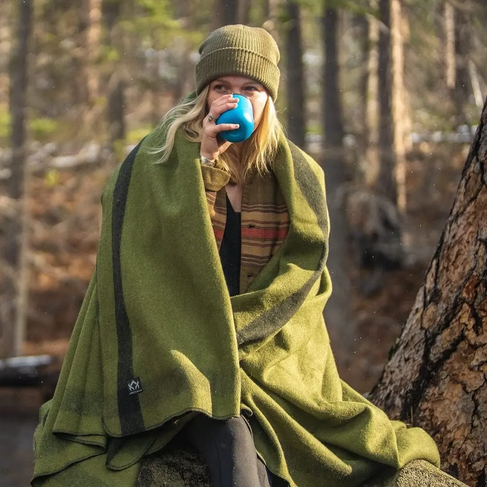 Arcturus Patterned Wool Blankets - 4.5lbs Warm, Heavy, Washable, Large | Great for Camping, Outdoors, Sporting Events, or Survival & Emergency Kits