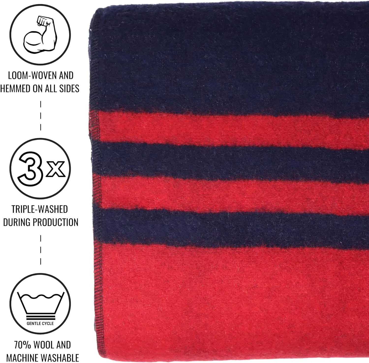 Arcturus Patterned Wool Blankets - 4.5lbs Warm, Heavy, Washable, Large | Great for Camping, Outdoors, Sporting Events, or Survival & Emergency Kits