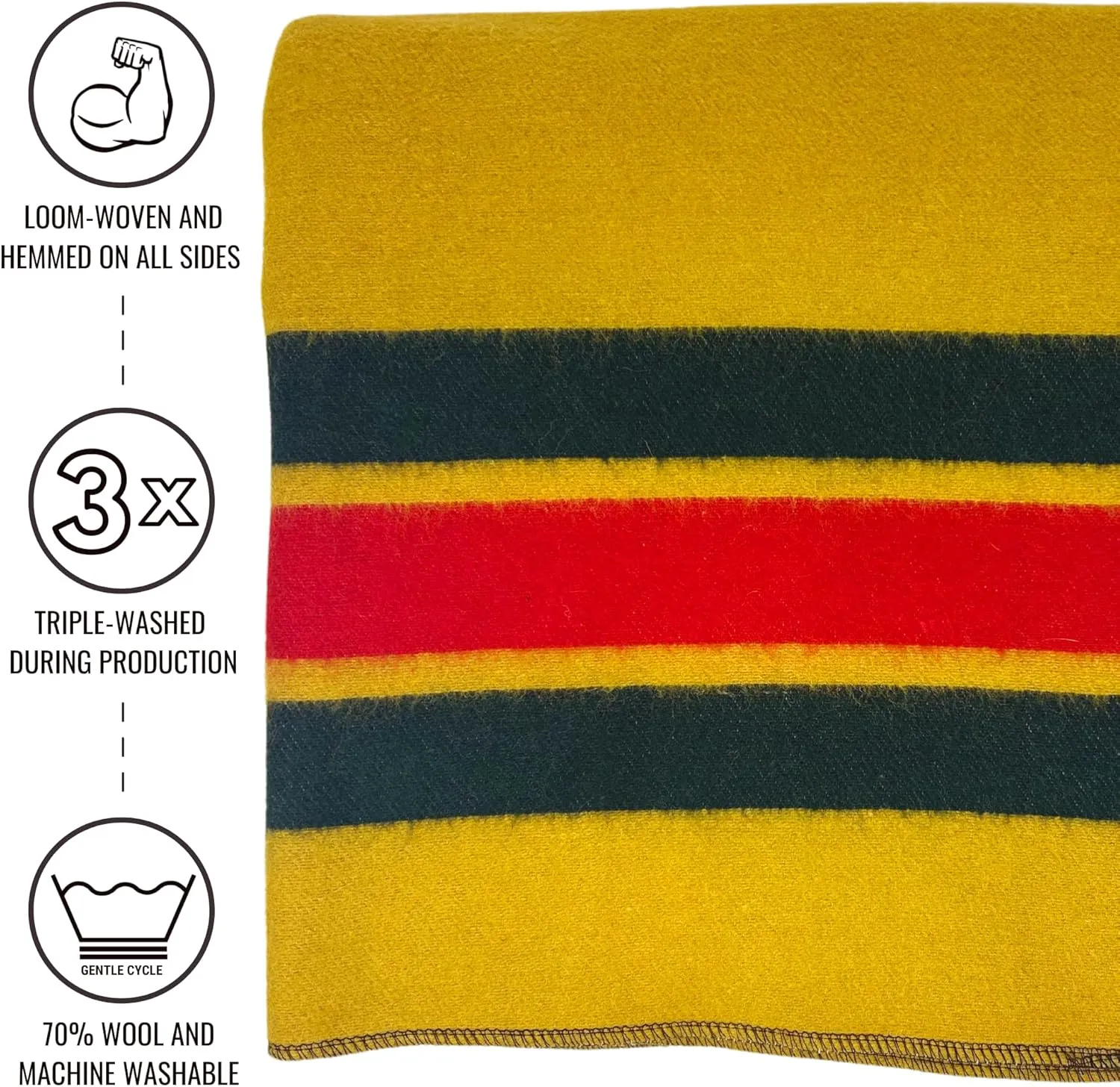 Arcturus Patterned Wool Blankets - 4.5lbs Warm, Heavy, Washable, Large | Great for Camping, Outdoors, Sporting Events, or Survival & Emergency Kits