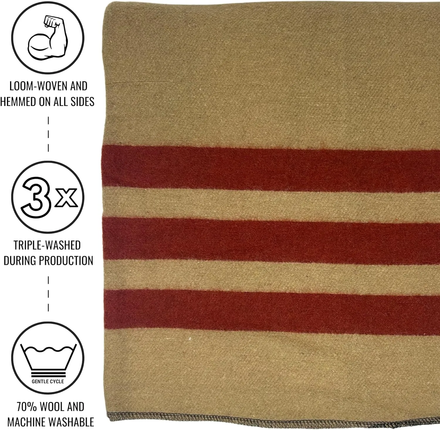 Arcturus Patterned Wool Blankets - 4.5lbs Warm, Heavy, Washable, Large | Great for Camping, Outdoors, Sporting Events, or Survival & Emergency Kits