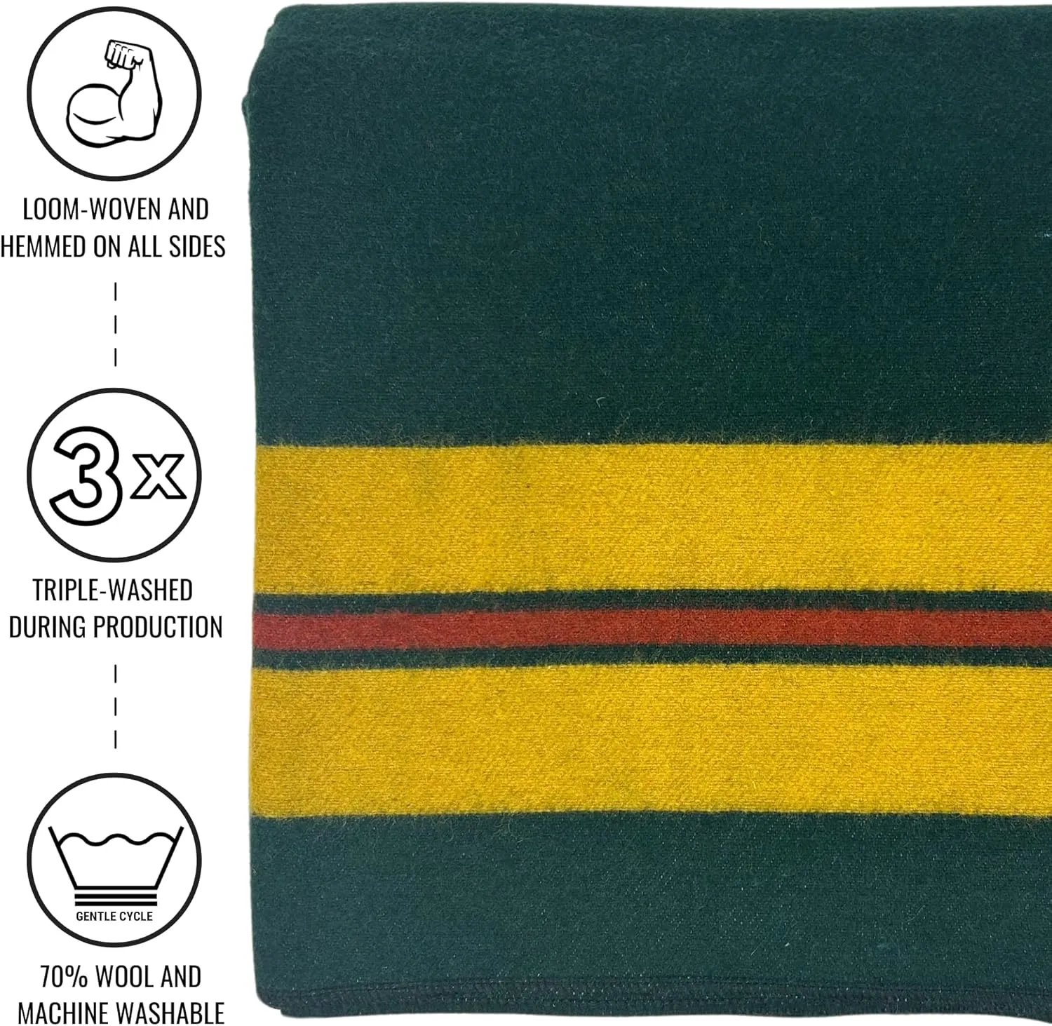 Arcturus Patterned Wool Blankets - 4.5lbs Warm, Heavy, Washable, Large | Great for Camping, Outdoors, Sporting Events, or Survival & Emergency Kits