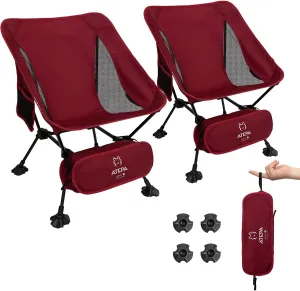 ATEPA Backpacking Chair, Ultralight Folding Portable Small Camping Chairs for Adults Compact Foldable Beach Seat with Anti-Sinking Feet & Aluminum Frame for Outdoor Hiking Travel Fishing