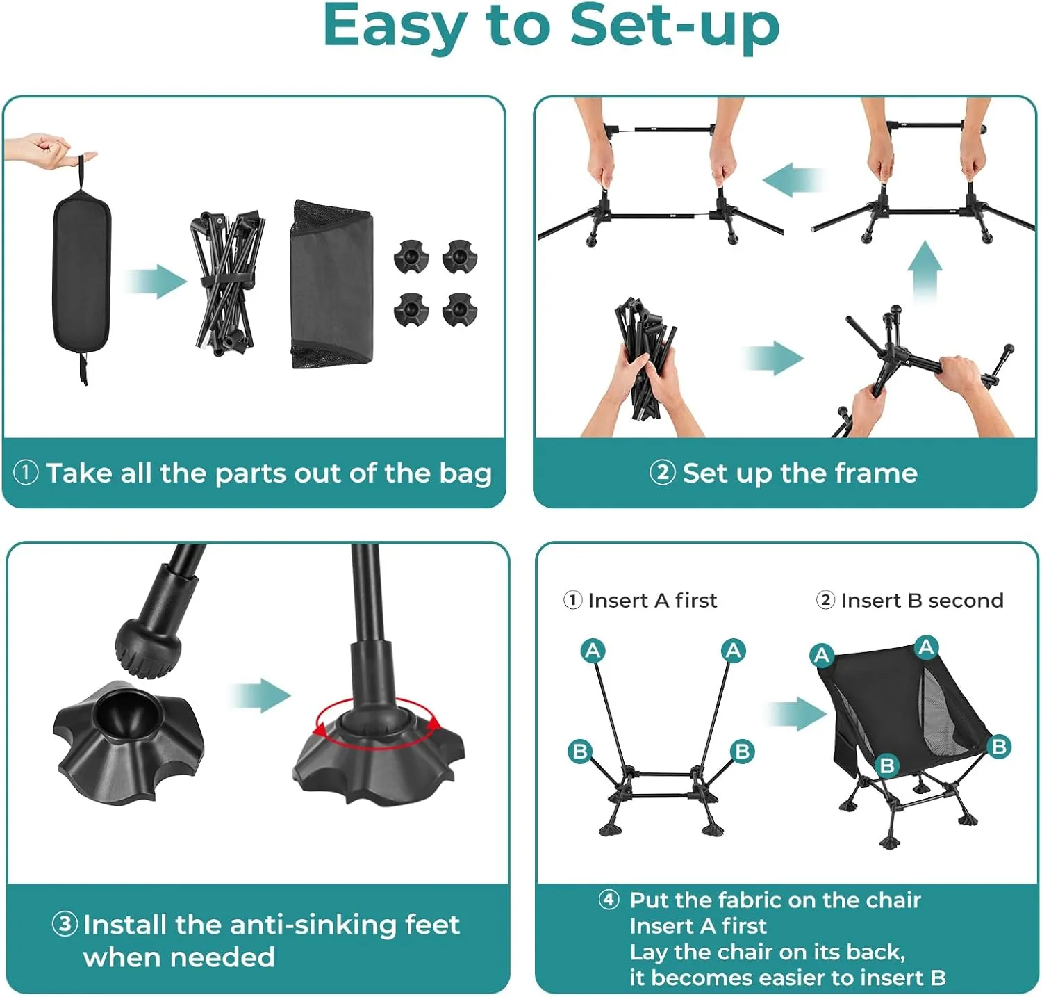 ATEPA Backpacking Chair, Ultralight Folding Portable Small Camping Chairs for Adults Compact Foldable Beach Seat with Anti-Sinking Feet & Aluminum Frame for Outdoor Hiking Travel Fishing