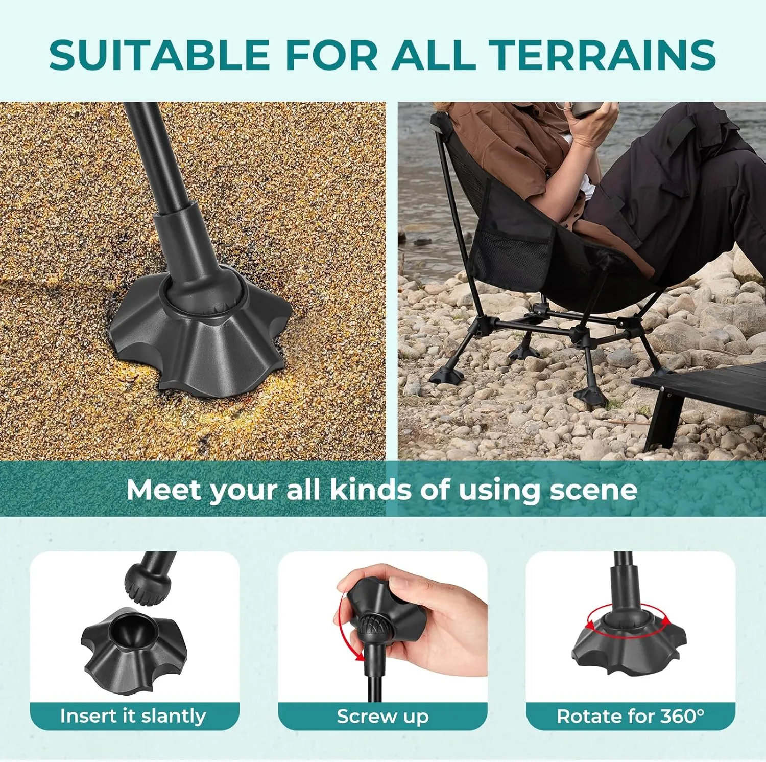 ATEPA Backpacking Chair, Ultralight Folding Portable Small Camping Chairs for Adults Compact Foldable Beach Seat with Anti-Sinking Feet & Aluminum Frame for Outdoor Hiking Travel Fishing