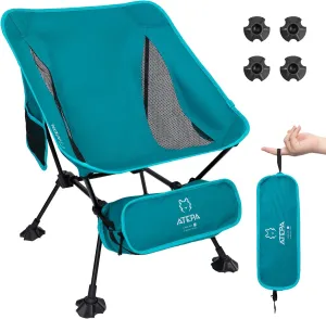 ATEPA Backpacking Chair, Ultralight Folding Portable Small Camping Chairs for Adults Compact Foldable Beach Seat with Anti-Sinking Feet & Aluminum Frame for Outdoor Hiking Travel Fishing