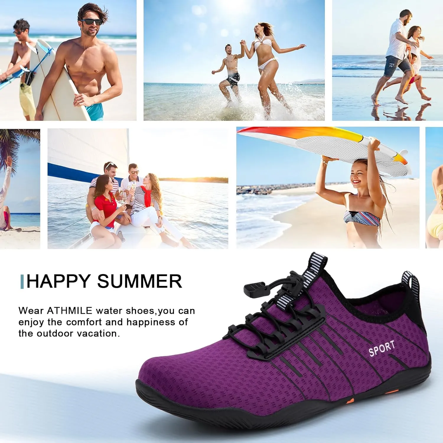 ATHMILE Water Shoes for Men Women River Shoes Adult Swim Beach Lake Pool Aqua Socks Barefoot Quick Dry for Hiking Surfing Kayaking Cruise Ship Essentials Cruise Ship Essentials