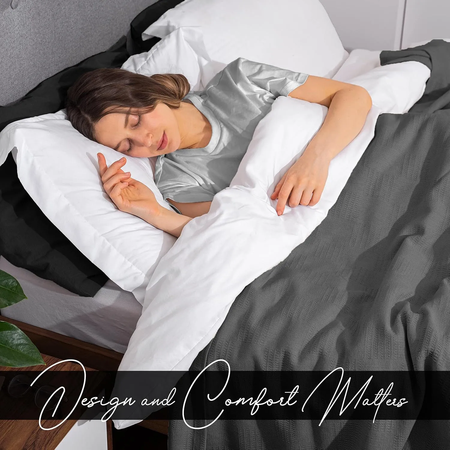 Avalon Bedding 100% Cotton King Size Thermal Blanket (108"x90") - Perfect Cotton Blanket for Layering Bed in Any Season - Grey