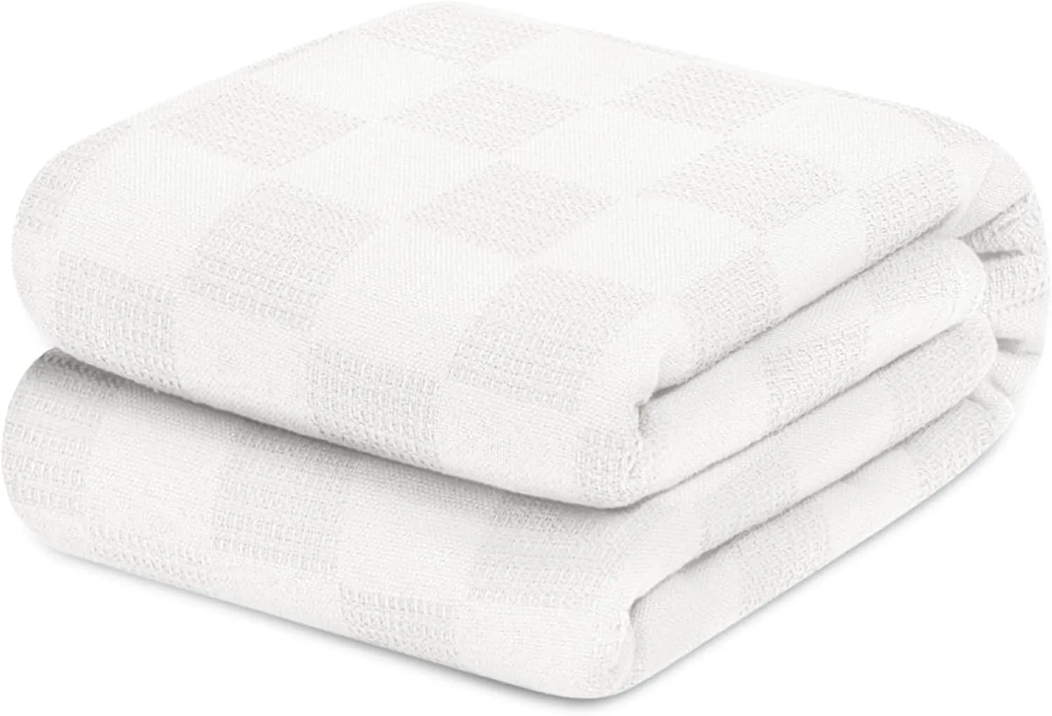 Avalon Bedding 100% Cotton King Size Thermal Blanket (108"x90") - Perfect Cotton Blanket for Layering Bed in Any Season - White