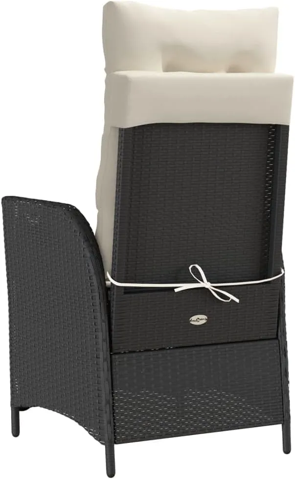 Backyard Chairs Camping Chair Outdoor Chairs Lounge Chair - Reclining Patio Chair with Footrest Black Poly Rattan for Park Beaches Outside Terrace