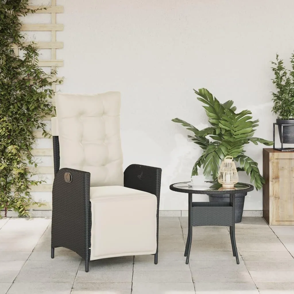 Backyard Chairs Camping Chair Outdoor Chairs Lounge Chair - Reclining Patio Chair with Footrest Black Poly Rattan for Park Beaches Outside Terrace