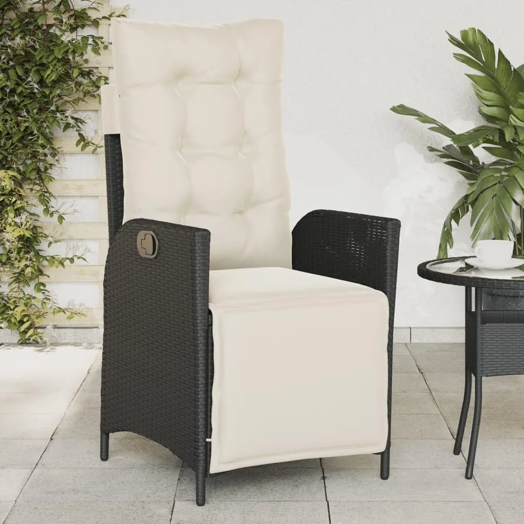 Backyard Chairs Camping Chair Outdoor Chairs Lounge Chair - Reclining Patio Chair with Footrest Black Poly Rattan for Park Beaches Outside Terrace