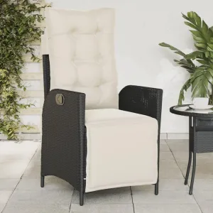 Backyard Chairs Camping Chair Outdoor Chairs Lounge Chair - Reclining Patio Chair with Footrest Black Poly Rattan for Park Beaches Outside Terrace