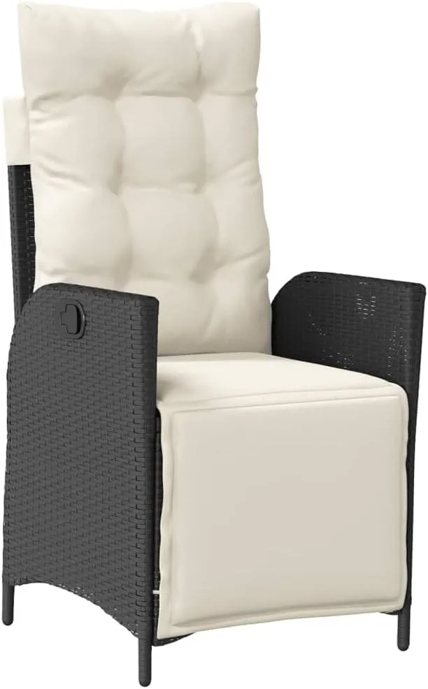 Backyard Chairs Camping Chair Outdoor Chairs Lounge Chair - Reclining Patio Chair with Footrest Black Poly Rattan for Park Beaches Outside Terrace