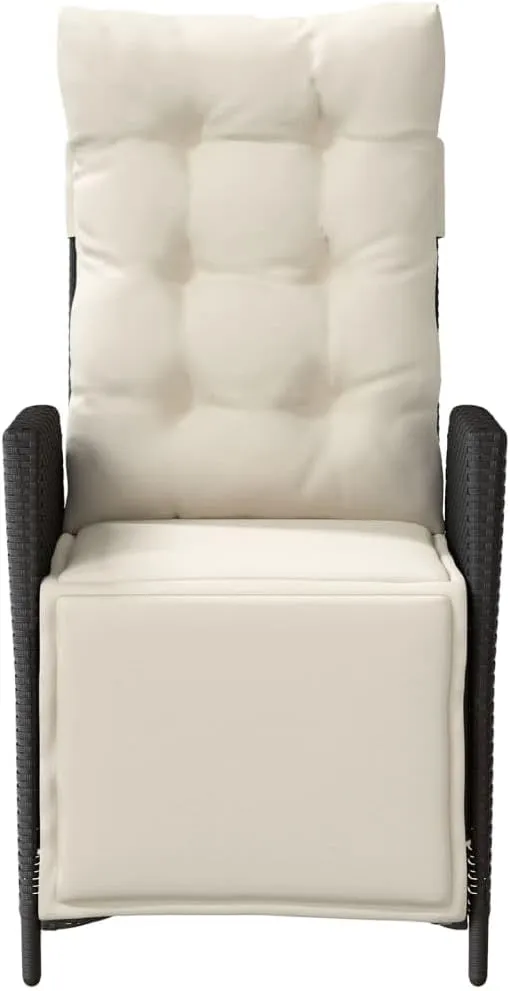 Backyard Chairs Camping Chair Outdoor Chairs Lounge Chair - Reclining Patio Chair with Footrest Black Poly Rattan for Park Beaches Outside Terrace