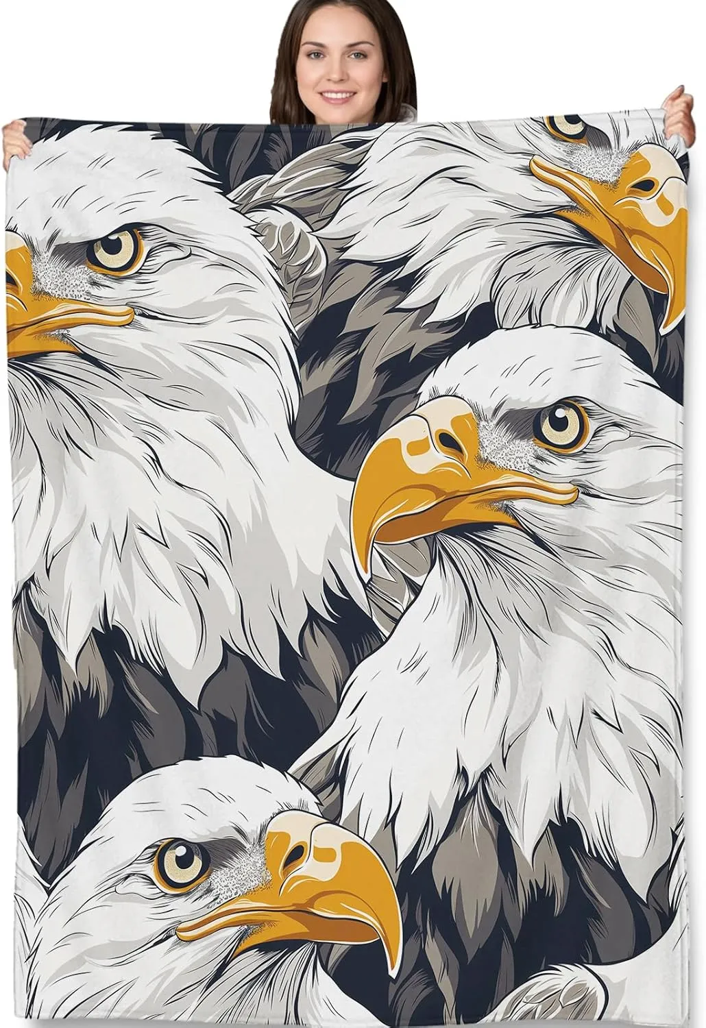 Bald Eagle Blanket, Patriotic-Themed Fleece Throw with Majestic Eagle Design, Soft Cozy Lightweight Blanket, for Men Nature and Wildlife Enthusiasts, 50x60 in,Decor