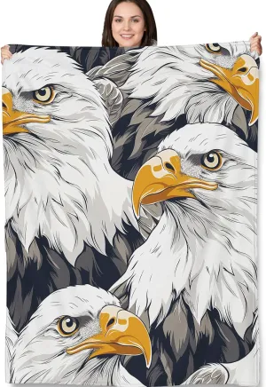 Bald Eagle Blanket, Patriotic-Themed Fleece Throw with Majestic Eagle Design, Soft Cozy Lightweight Blanket, for Men Nature and Wildlife Enthusiasts, 50x60 in,Decor