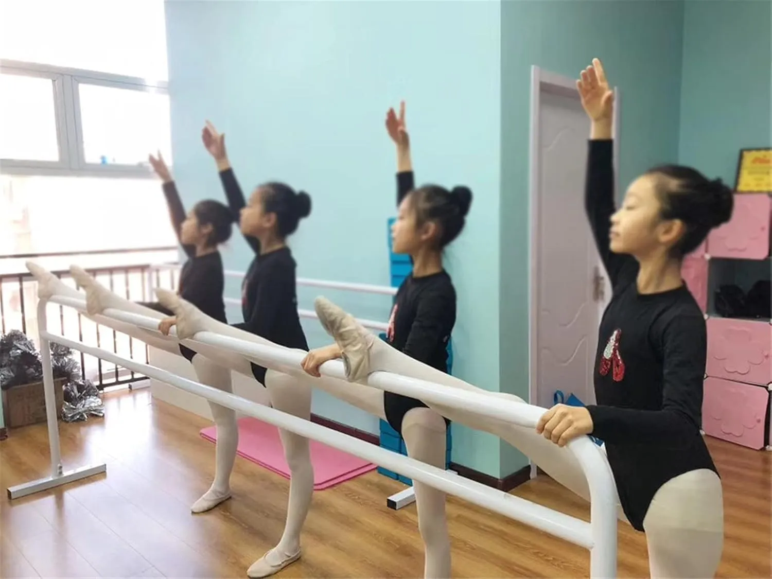 Ballet Barre,Freestanding Portable Ballet Bar, Stretch Pole Mobile Ballet Equipment with Non-Slip Feetm Ance Stretching Ballet Training for Gym Studio (A 150CM)