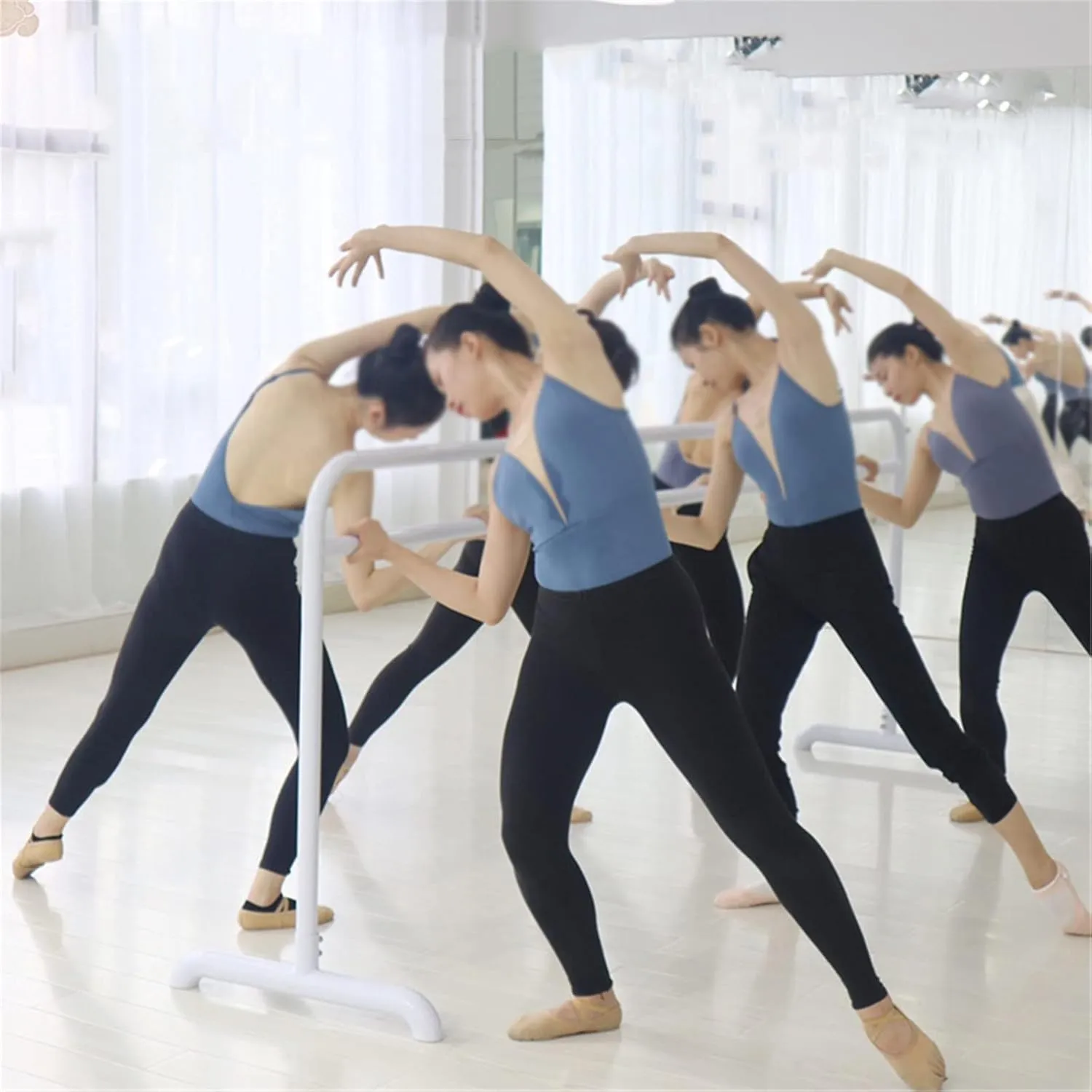 Ballet Barre,Freestanding Portable Ballet Bar, Stretch Pole Mobile Ballet Equipment with Non-Slip Feetm Ance Stretching Ballet Training for Gym Studio (A 150CM)