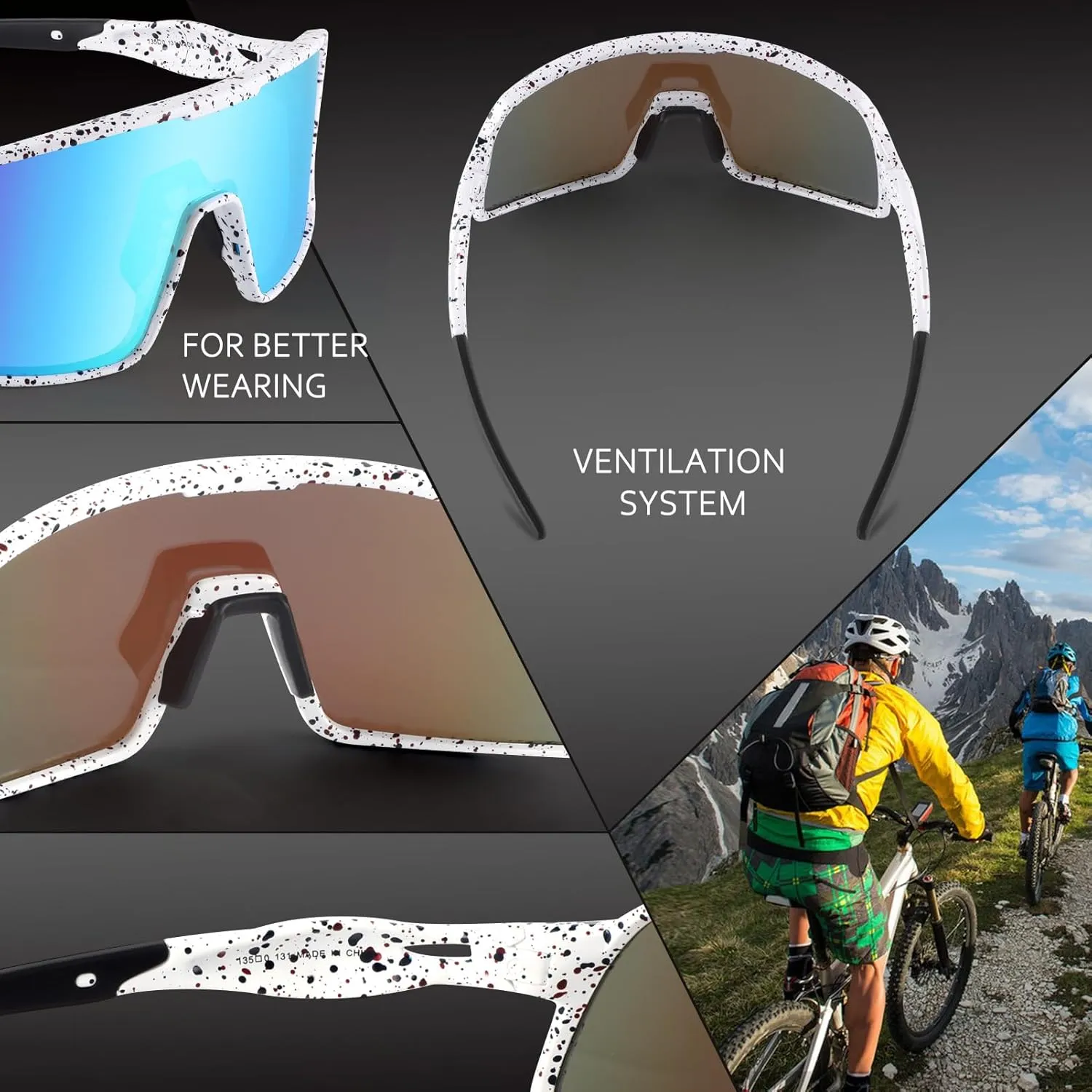 BangLong Polarized Cycling Glasses Sports Sunglasses, UV400 Protection, Men Women Running Fishing Driving Baseball Glasses