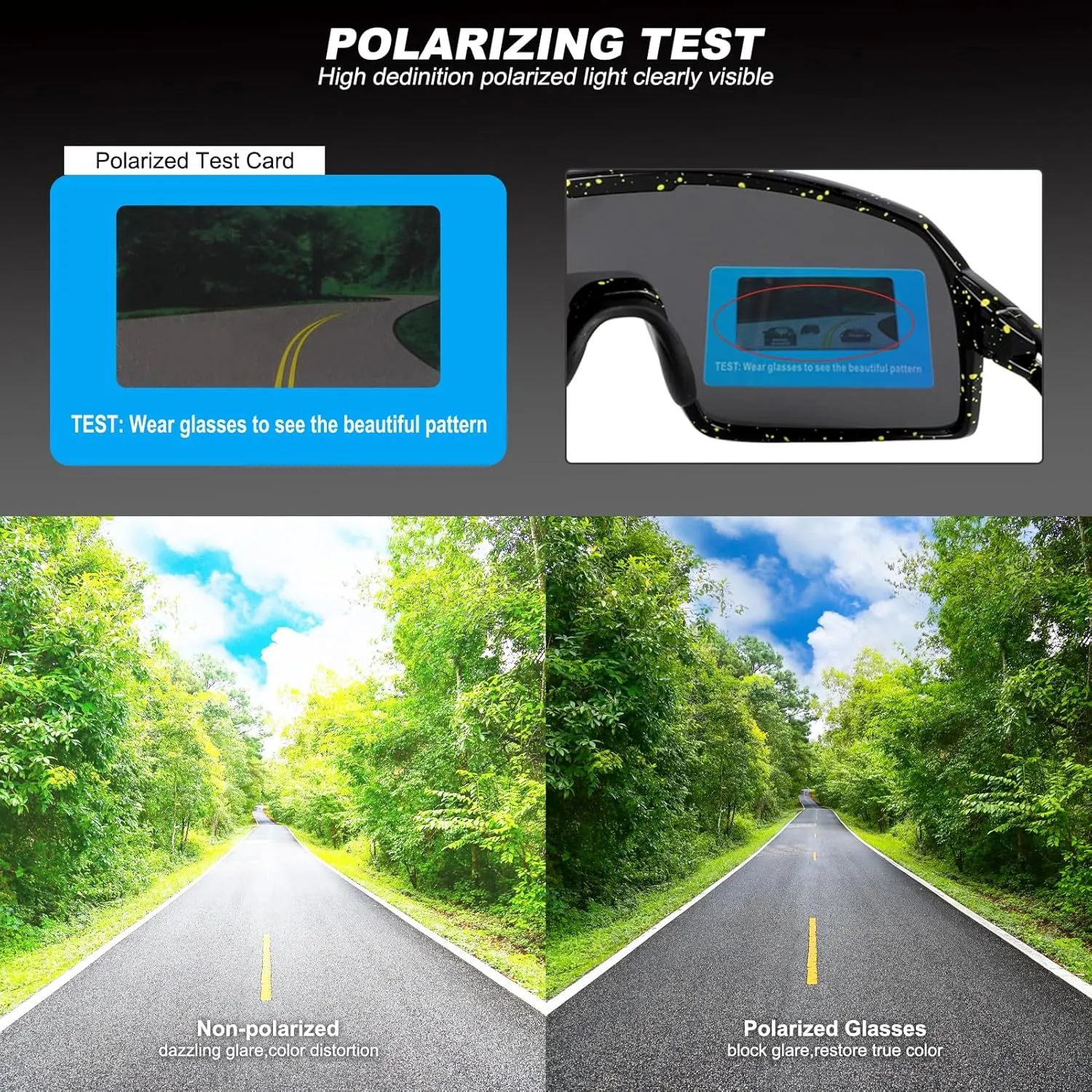 BangLong Polarized Cycling Glasses Sports Sunglasses, UV400 Protection, Men Women Running Fishing Driving Baseball Glasses