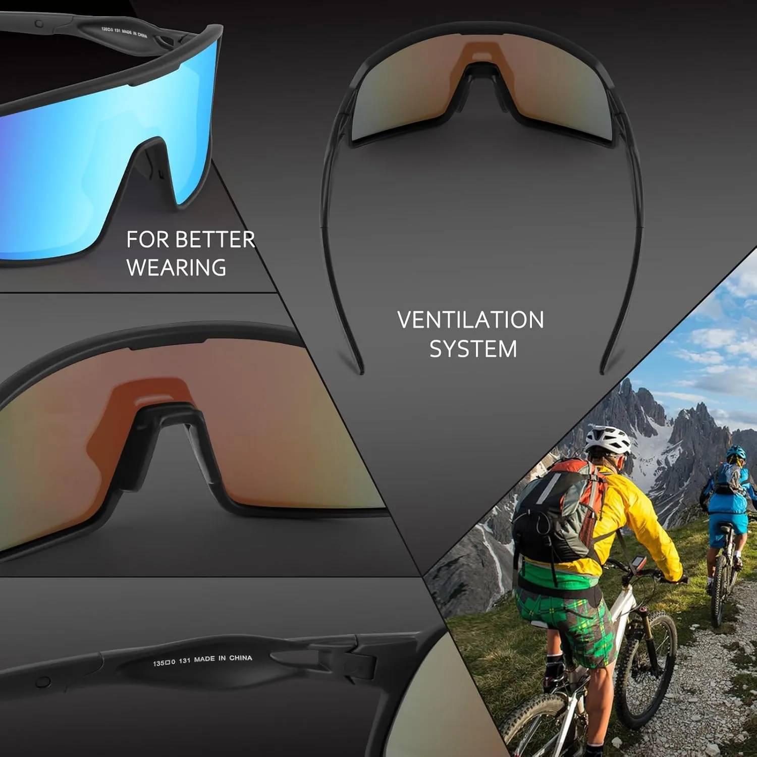 BangLong Polarized Cycling Glasses Sports Sunglasses, UV400 Protection, Men Women Running Fishing Driving Baseball Glasses