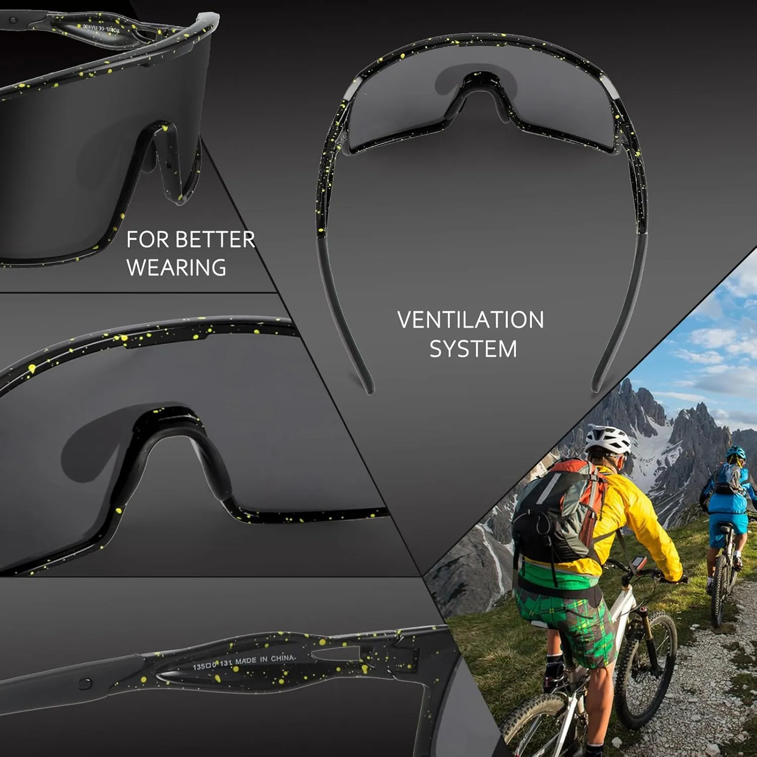BangLong Polarized Cycling Glasses Sports Sunglasses, UV400 Protection, Men Women Running Fishing Driving Baseball Glasses