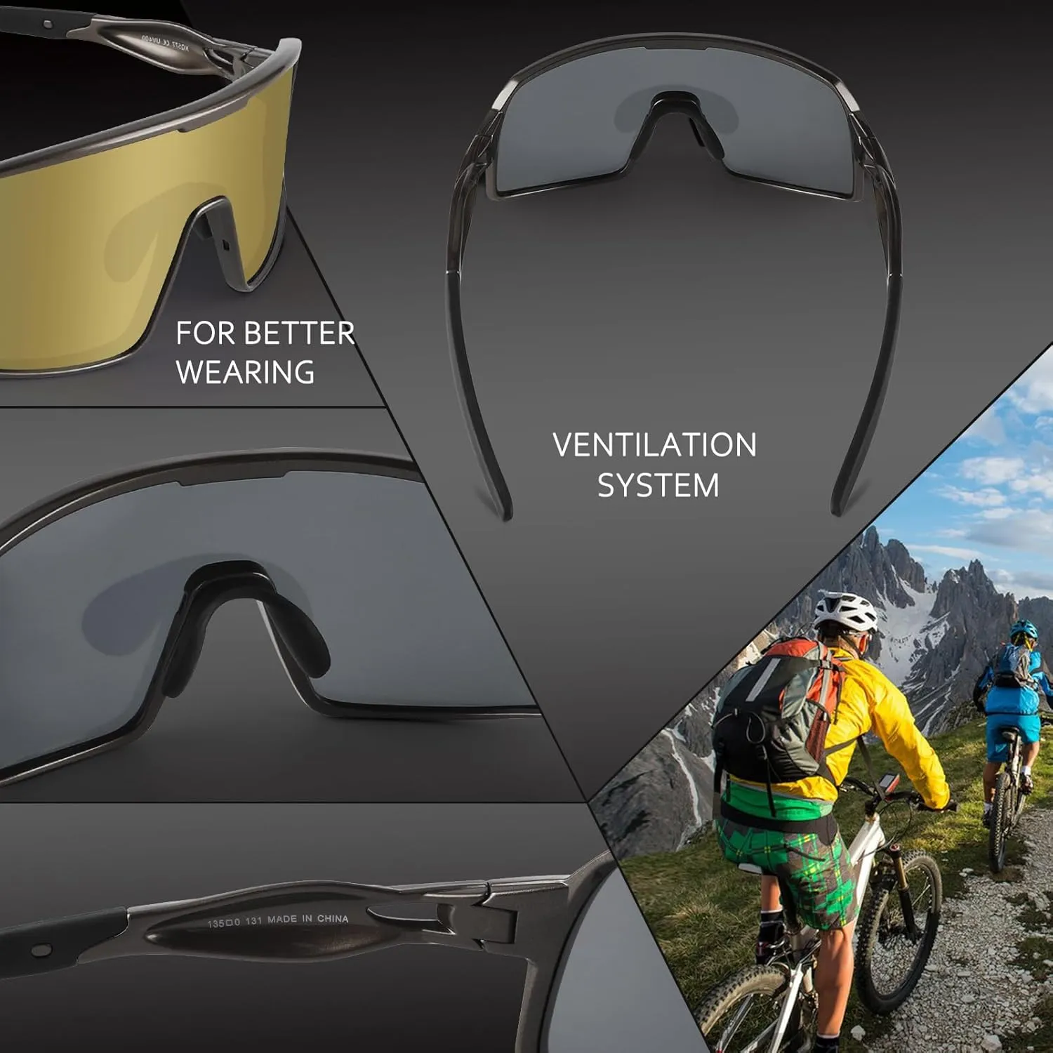BangLong Polarized Cycling Glasses Sports Sunglasses, UV400 Protection, Men Women Running Fishing Driving Baseball Glasses