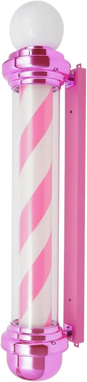 Barber Light Pole, 39.4" LED Wall-Mounted Pole Lamp Red, White and Blue Classic Style Barbershop Rotating Light Fixture for Indoor and Outdoor Use (Pink and White Style)