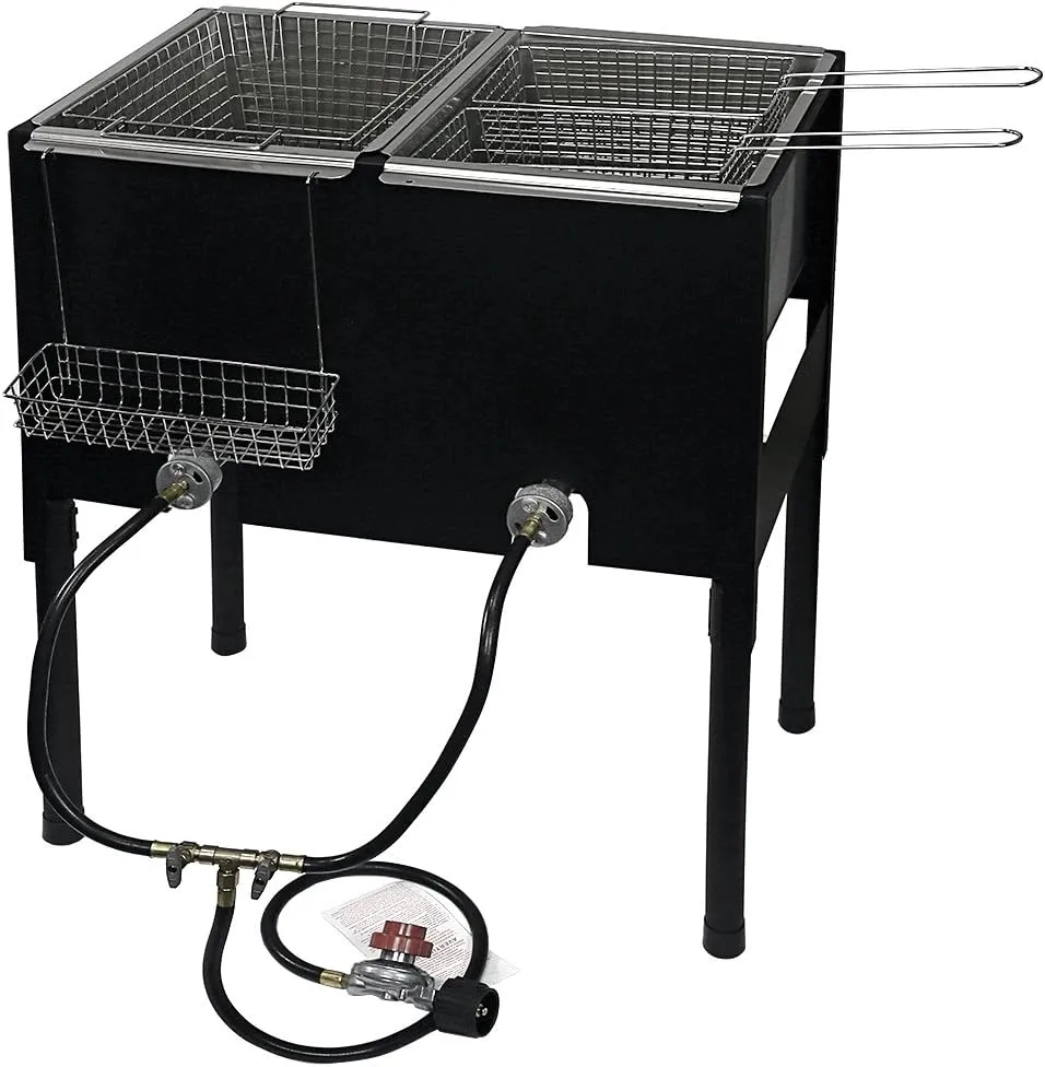 Barton 148,000 BTU High-Pressure Triple Basket Deep Fryer Dual Burner Propane LPG Fish Cooker Fry Basket Fryer Outdoor Catering, Events, Camping