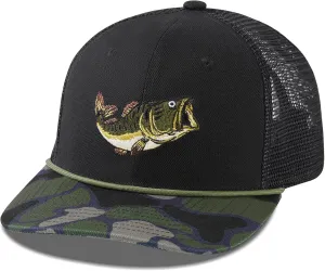 BASSDASH Camo Rope Trucker Hat Adjustable Embroidered Baseball Cap Mesh Back for Duck Deer Hunting Fly Fishing Camping