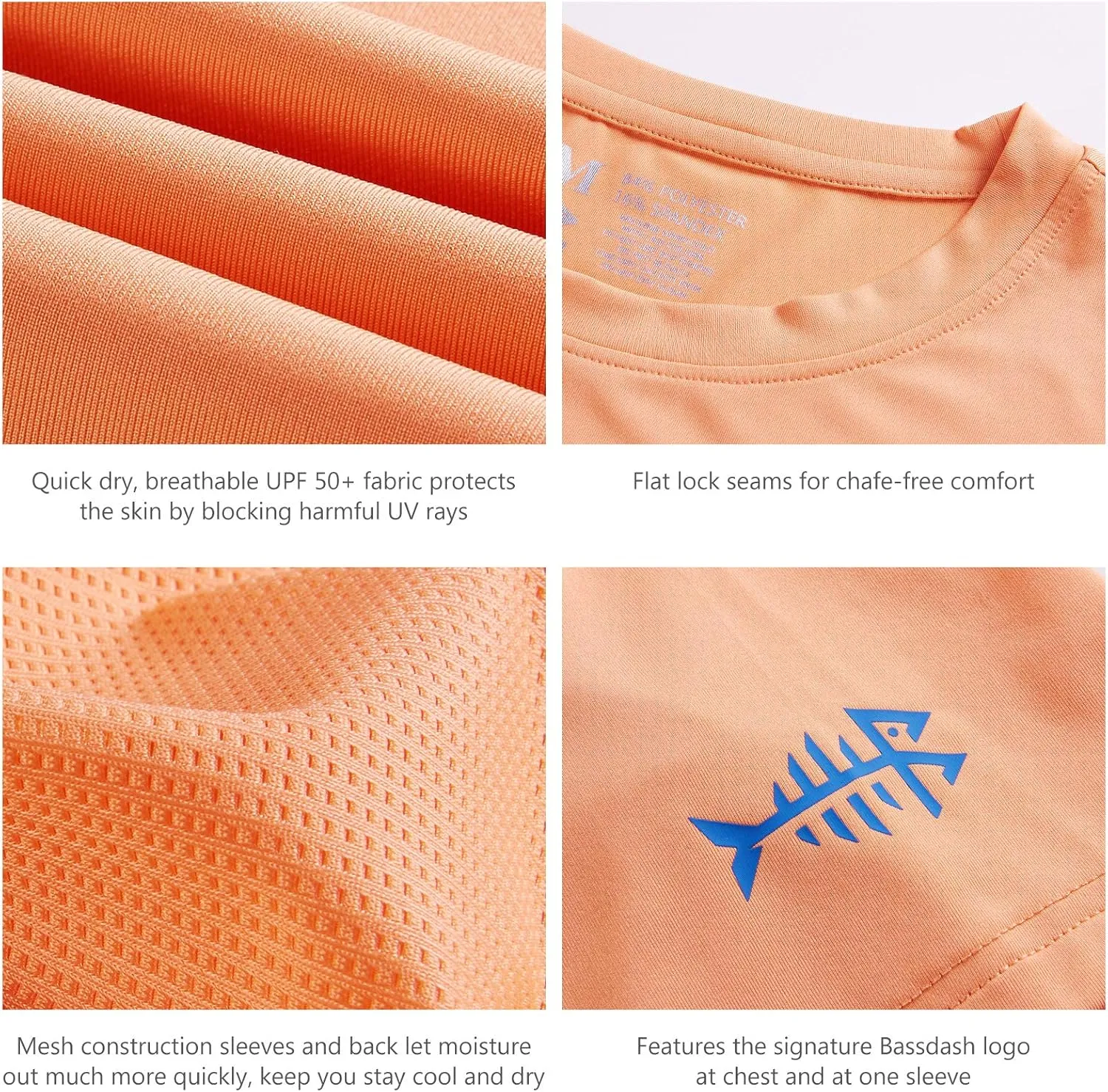 BASSDASH Men’s UPF 50  Sun Protection Fishing Shirt Short Sleeve UV T-Shirt
