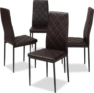 Baxton Studio Blaise Modern and Contemporary Brown Faux Leather Upholstered Dining Chair, Dark Brown