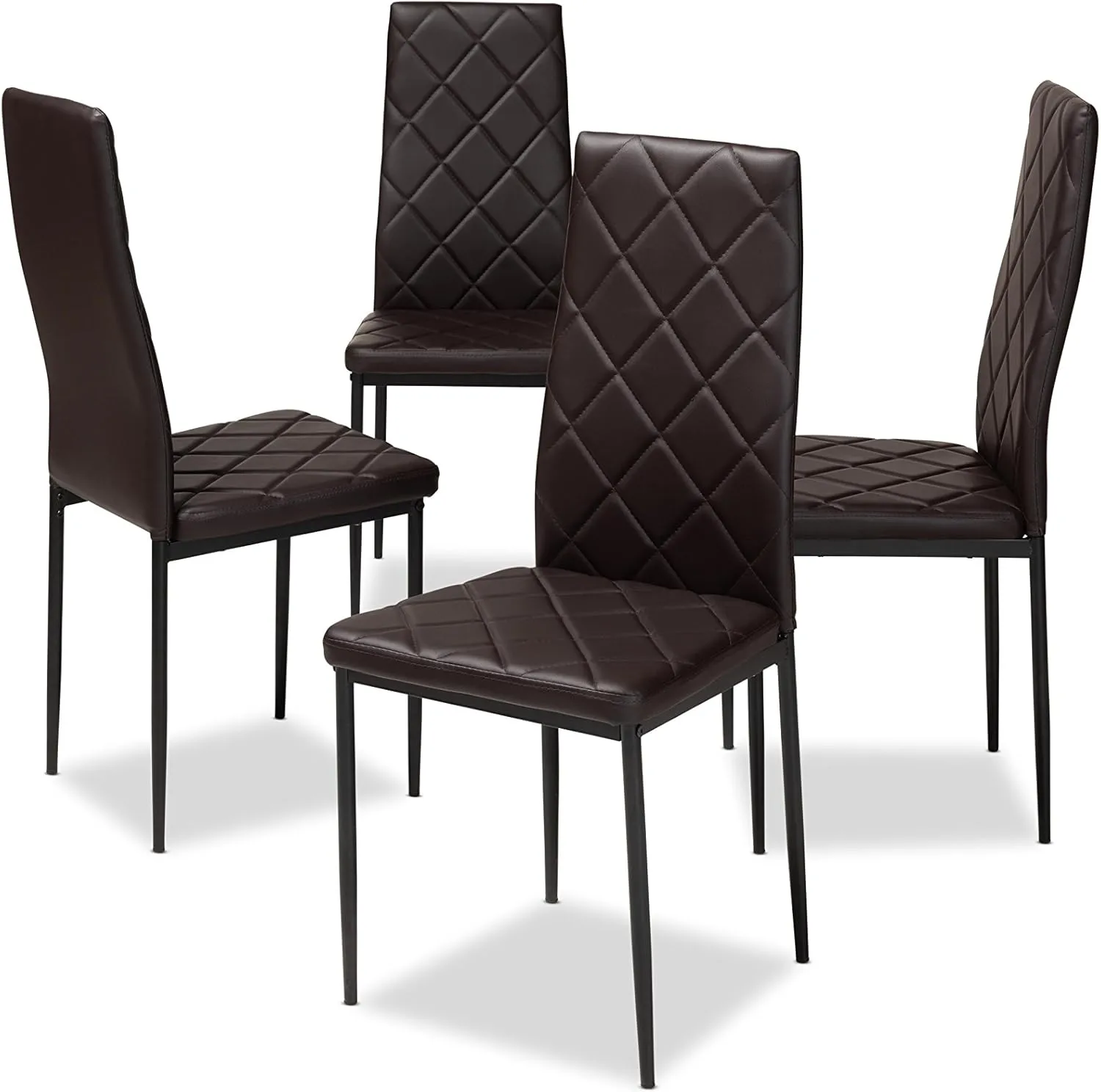 Baxton Studio Blaise Modern and Contemporary Brown Faux Leather Upholstered Dining Chair, Dark Brown