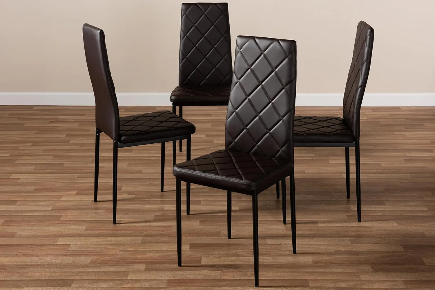 Baxton Studio Blaise Modern and Contemporary Brown Faux Leather Upholstered Dining Chair, Dark Brown