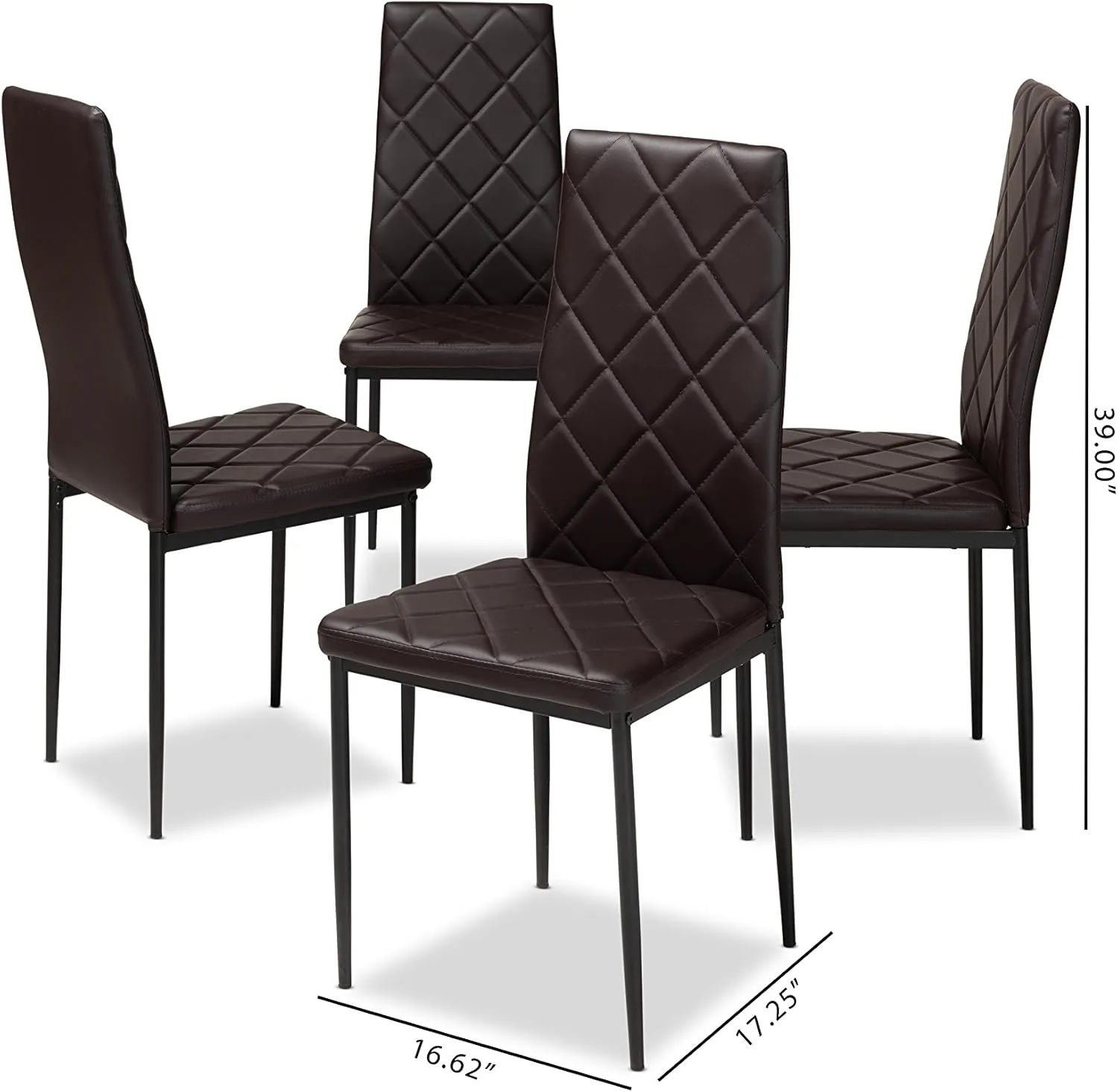 Baxton Studio Blaise Modern and Contemporary Brown Faux Leather Upholstered Dining Chair, Dark Brown