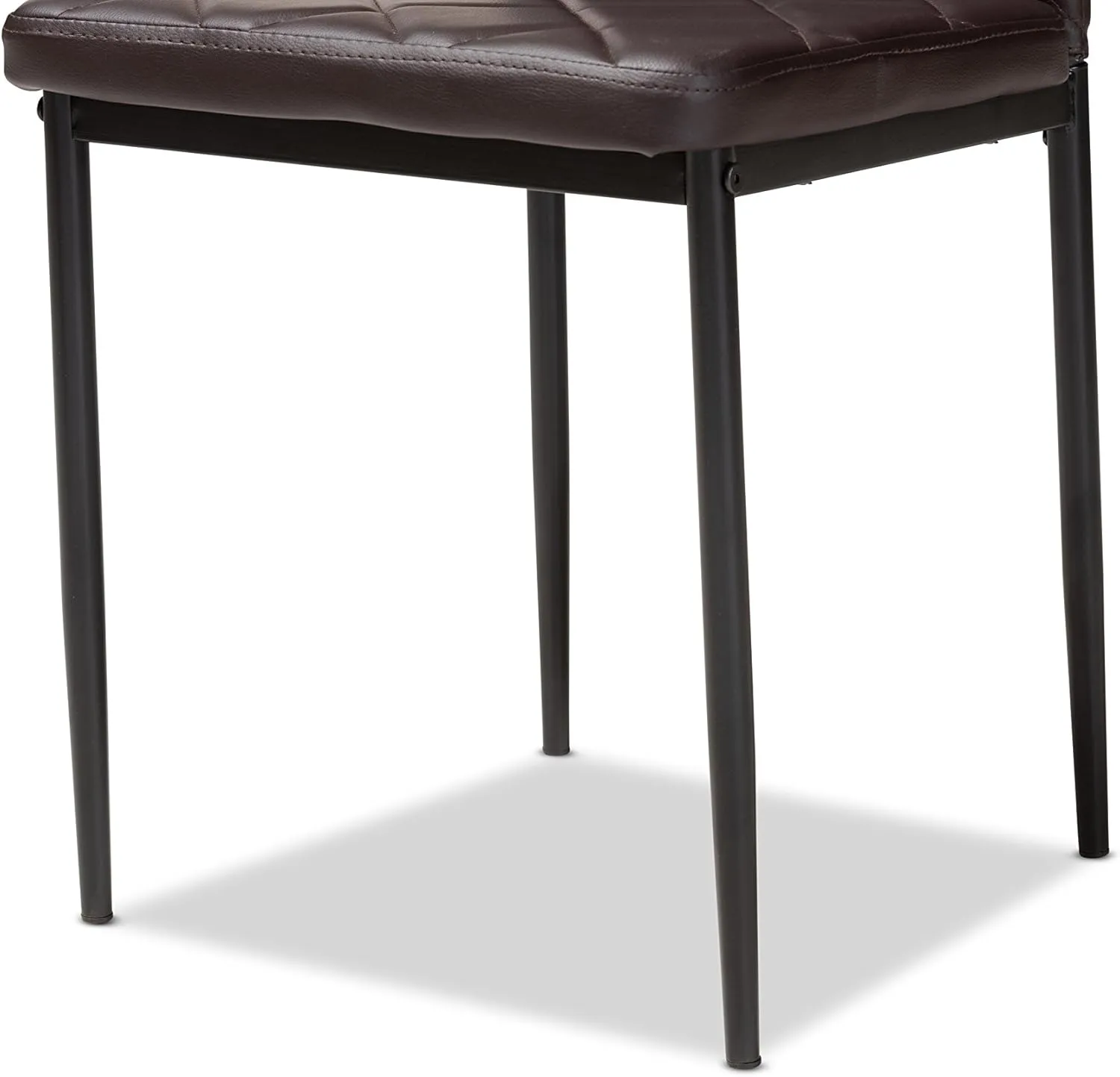 Baxton Studio Blaise Modern and Contemporary Brown Faux Leather Upholstered Dining Chair, Dark Brown