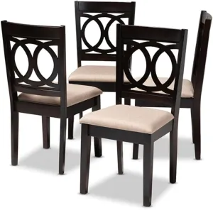 Baxton Studio Lenoir Modern and Contemporary Sand Fabric Upholstered Espresso Brown Finished Wood Dining Chair