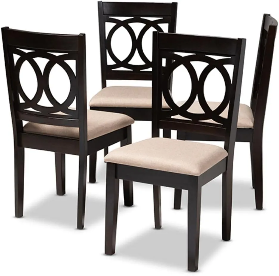 Baxton Studio Lenoir Modern and Contemporary Sand Fabric Upholstered Espresso Brown Finished Wood Dining Chair