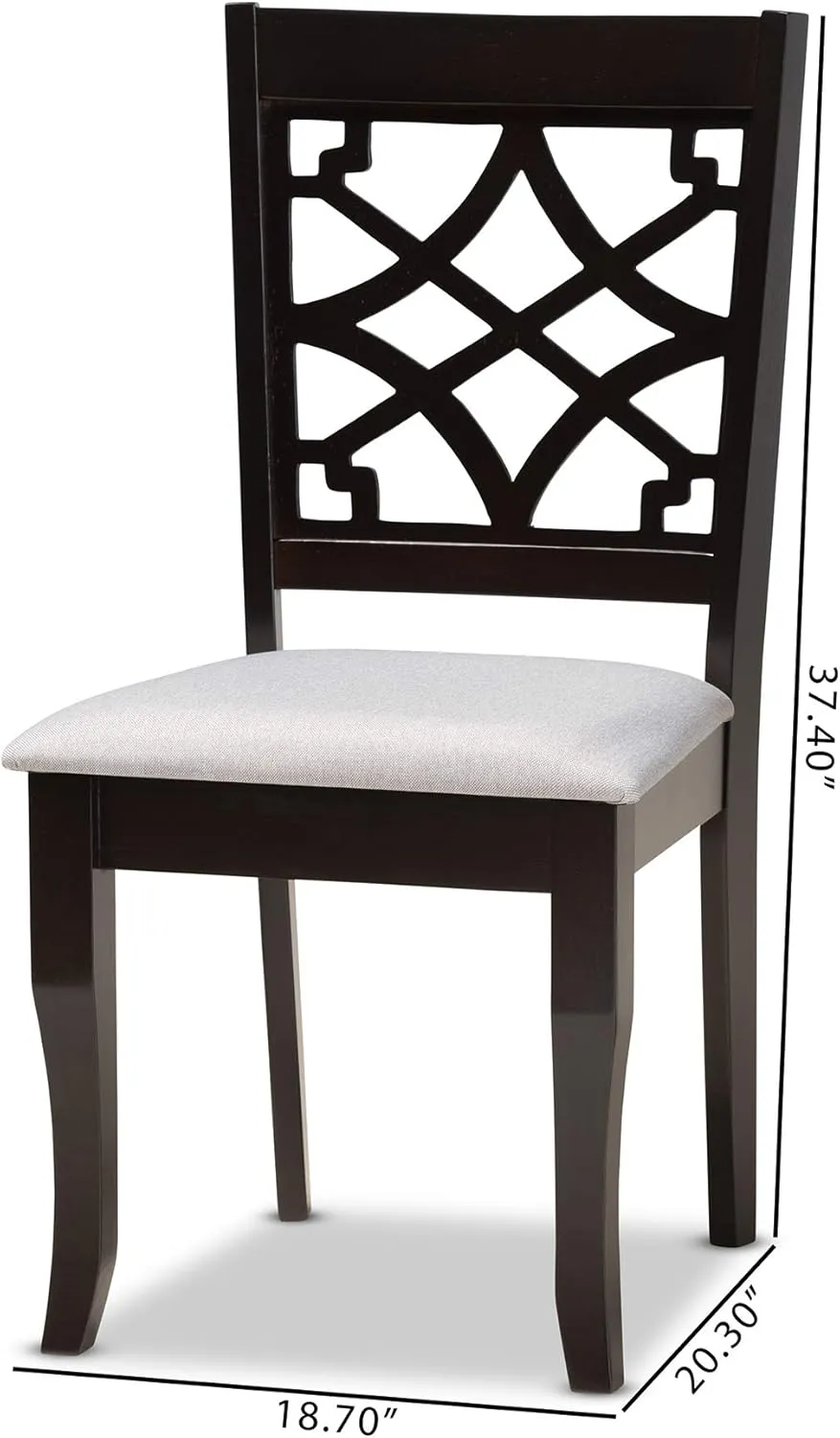 Baxton Studio Mael Dining Chair and Dining Chair Grey Fabric Upholstered and Dark Brown Finished Wood 2-Piece Dining Chair Set