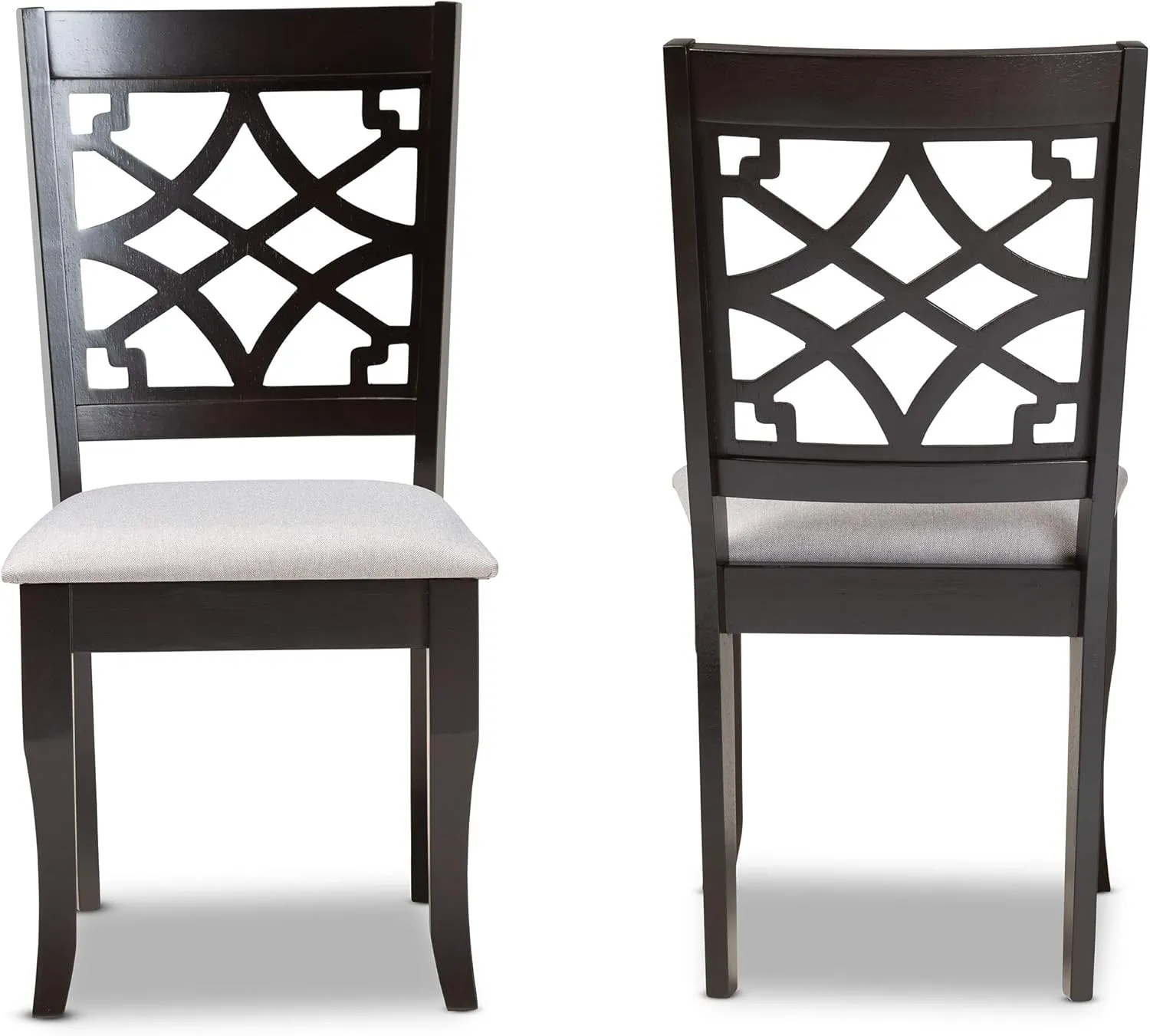 Baxton Studio Mael Dining Chair and Dining Chair Grey Fabric Upholstered and Dark Brown Finished Wood 2-Piece Dining Chair Set