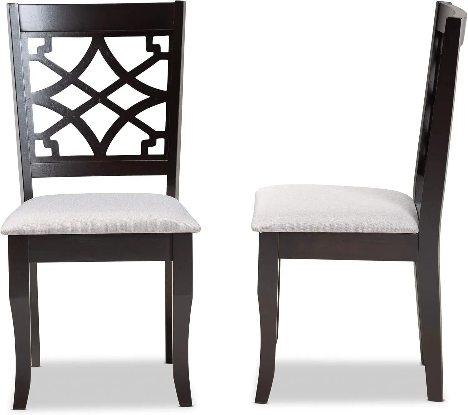 Baxton Studio Mael Dining Chair and Dining Chair Grey Fabric Upholstered and Dark Brown Finished Wood 2-Piece Dining Chair Set