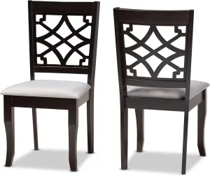 Baxton Studio Mael Dining Chair and Dining Chair Grey Fabric Upholstered and Dark Brown Finished Wood 2-Piece Dining Chair Set
