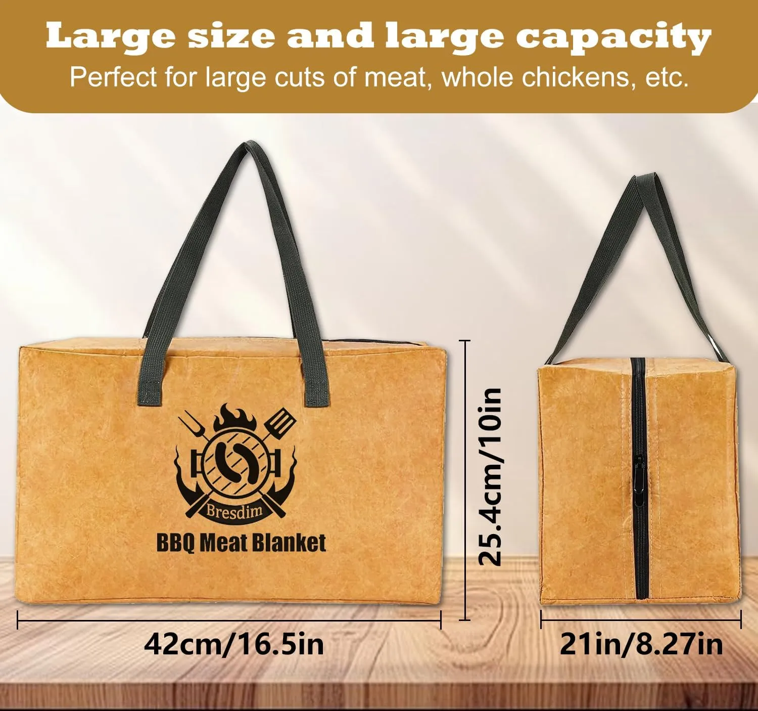 BBQ Blanket for Resting Meat, Reusable Insulated Brisket Resting Blanket, Large Expanded Capacity BBQ Smoker Meat Blanket Bag with Shoulder Strap for Brisket/Turkeys,Gifts for Men