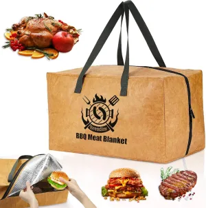 BBQ Blanket for Resting Meat, Reusable Insulated Brisket Resting Blanket, Large Expanded Capacity BBQ Smoker Meat Blanket Bag with Shoulder Strap for Brisket/Turkeys,Gifts for Men