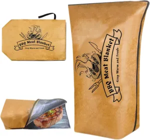 BBQ Blanket for Resting Meat,BBQ Brisket Blanket Meat Resting Blanket for Smoking, Reusable Smoker Grilling Meat Insulated Resting Bag with Wide Mouth for Large Brisket/Beef (Regular 21in)